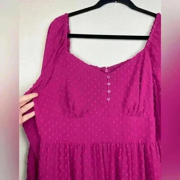 J.CREW Women's 12 Tiered Long-Sleeve Midi Dress Swiss Dot Berry Pink - Picture 6 of 12